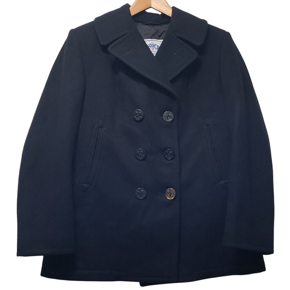 DSCP Quarterback Collection Women's 10R Wool Peacoat Black Overcoat US Navy~ GUC